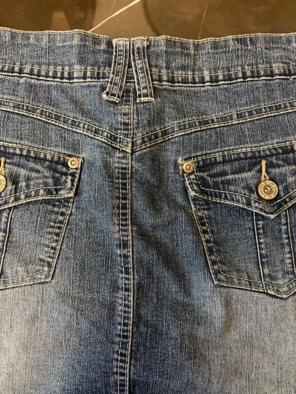 Vintage Y2K Angels Jeans Low Rise Denim Mini Skirt Cargo Flap Pockets Size 5 - Picture 8 of 9